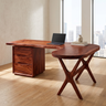 Aelarell Curved Return Handcrafted Desk With Drawers Mahogany - Timberustic Desk With Drawers