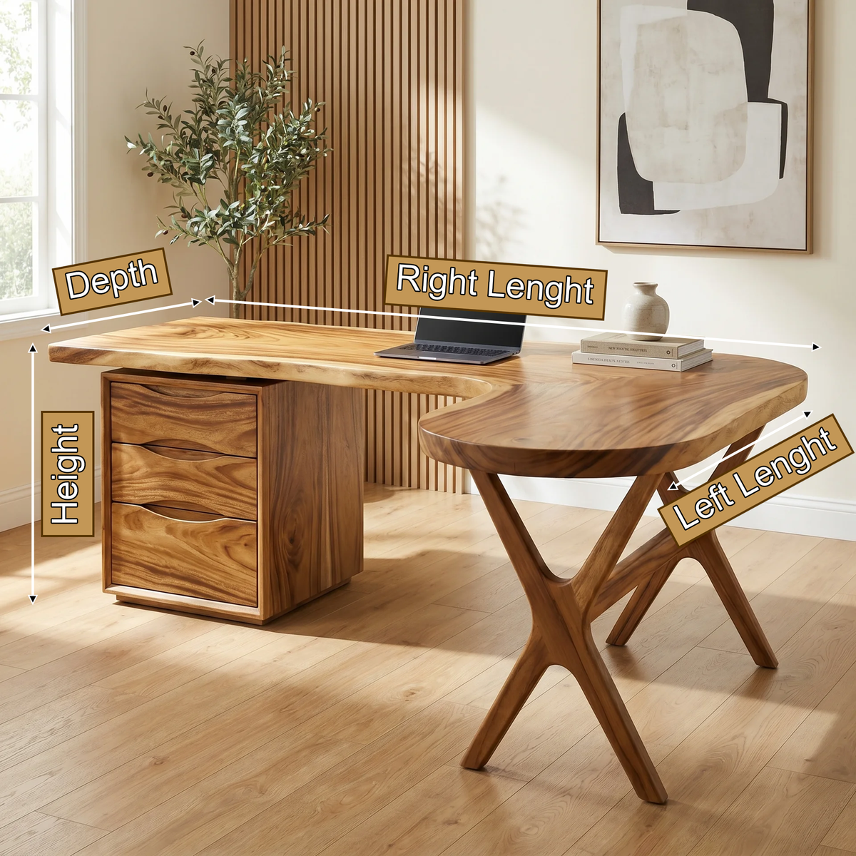 Aelarell Curved Return Handcrafted Desk With Drawers - Timberustic Desk With Drawers