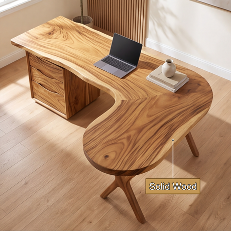 Aelarell Curved Return Handcrafted Desk With Drawers - Timberustic Desk With Drawers