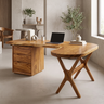 Aelarell Curved Return Handcrafted Desk With Drawers Teak - Timberustic Desk With Drawers