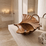 Aelarien Sculpted Fan Shell Handcrafted Vessel Sinks Brown - Timberustic Vessel Sinks