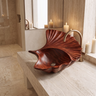 Aelarien Sculpted Fan Shell Handcrafted Vessel Sinks Mahogany - Timberustic Vessel Sinks