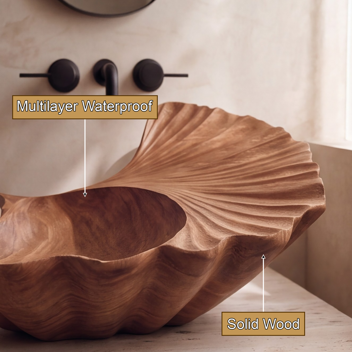 Aelarien Sculpted Fan Shell Handcrafted Vessel Sinks - Timberustic Vessel Sinks