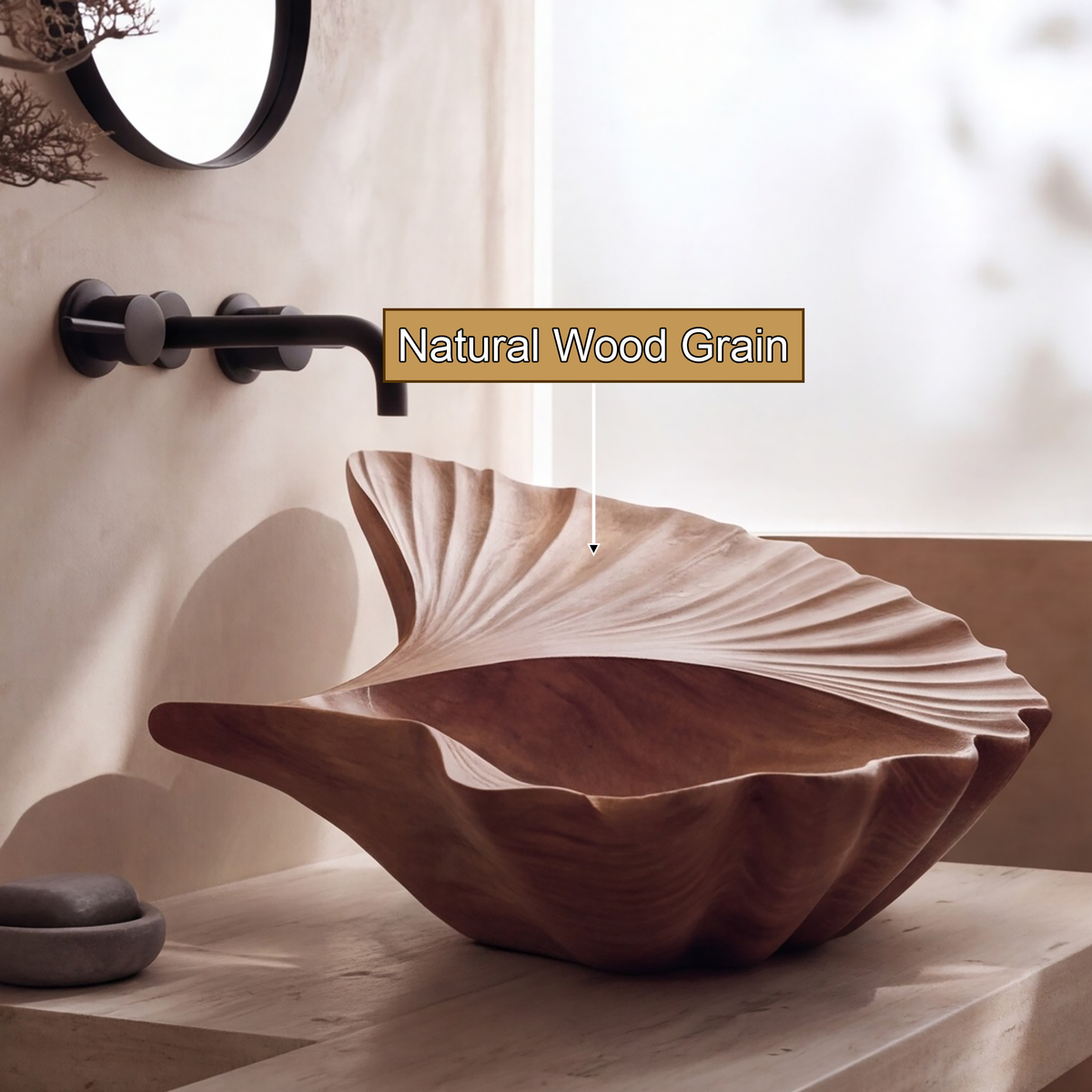 Aelarien Sculpted Fan Shell Handcrafted Vessel Sinks - Timberustic Vessel Sinks