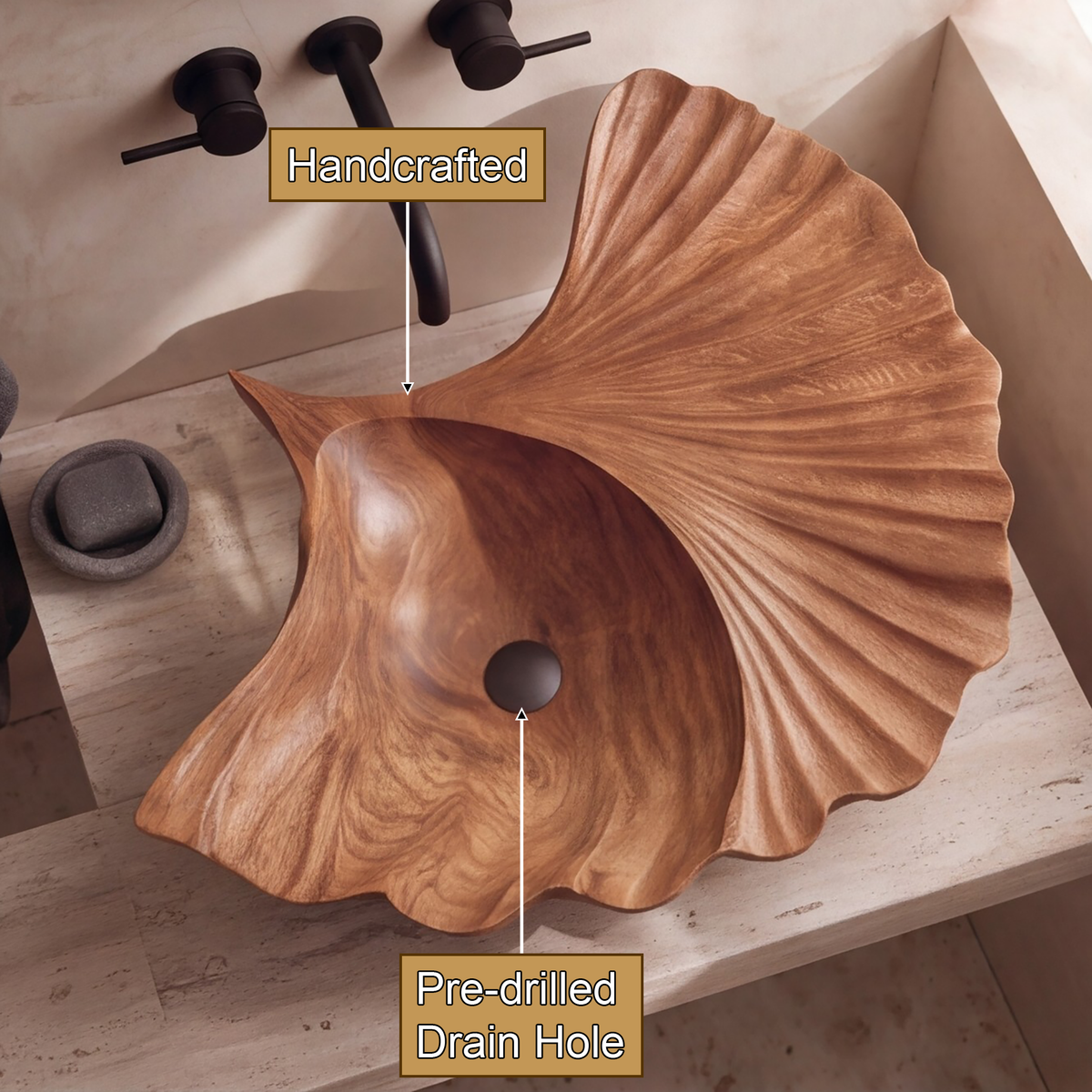 Aelarien Sculpted Fan Shell Handcrafted Vessel Sinks - Timberustic Vessel Sinks