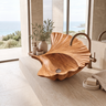Aelarien Sculpted Fan Shell Handcrafted Vessel Sinks Teak - Timberustic Vessel Sinks