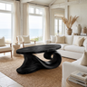 Aelavane Wave-Loop Sculpted Handcrafted Coffee Table by Timberustic — Black finish