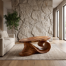 Aelavane Wave-Loop Sculpted Handcrafted Coffee Table by Timberustic — Brown finish