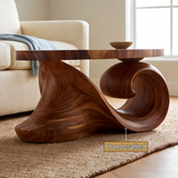 Aelavane Wave-Loop Sculpted Handcrafted Coffee Table by Timberustic — handcrafted details