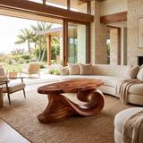 Aelavane Wave-Loop Sculpted Handcrafted Coffee Table by Timberustic — Mahogany finish