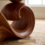 Aelavane Wave-Loop Sculpted Handcrafted Coffee Table by Timberustic — natural wood grain detail