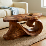 Aelavane Wave-Loop Sculpted Handcrafted Coffee Table by Timberustic — overall product view