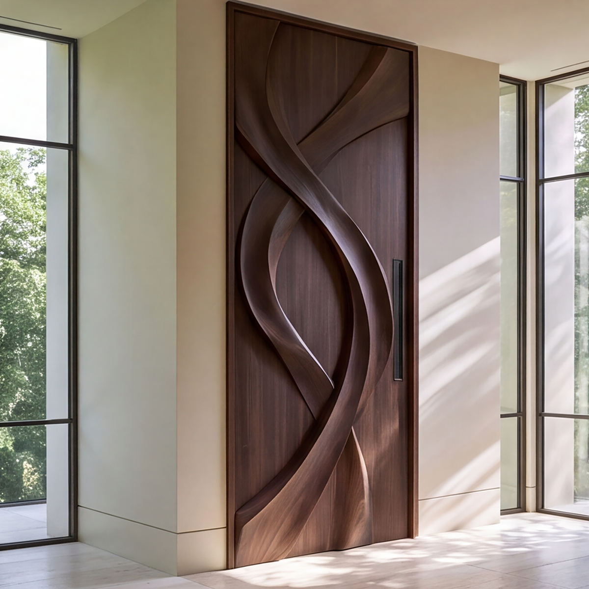 Aelawyn Twisting Ribbon Sculpted Handcrafted Door by Timberustic — product detail view 2