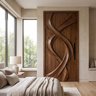 Aelawyn Twisting Ribbon Sculpted Handcrafted Door by Timberustic — Brown finish