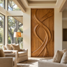 Aelawyn Twisting Ribbon Sculpted Handcrafted Door by Timberustic — Teak finish