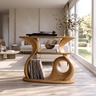 Aelelora Sculpted Curve Handcrafted Record Player Stand With Storage Teak - Timberustic Record Player Stand With Storage