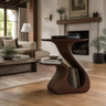 Aelerell Flowing Sculpted Handcrafted Record Player Stand With Storage Dark Walnut - Timberustic Record Player Stand With Storage