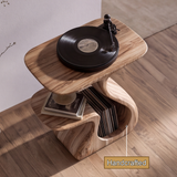 Aelerell Flowing Sculpted Handcrafted Record Player Stand With Storage - Timberustic Record Player Stand With Storage