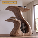 Aelerell Flowing Sculpted Handcrafted Record Player Stand With Storage - Timberustic Record Player Stand With Storage