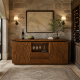 Aelewyn Relief-Front Wine Cabinet by Timberustic — Brown finish