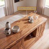 Aelewyn Relief-Front Wine Cabinet by Timberustic — natural wood grain detail