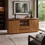 Aelewyn Relief-Front Wine Cabinet by Timberustic — Teak finish