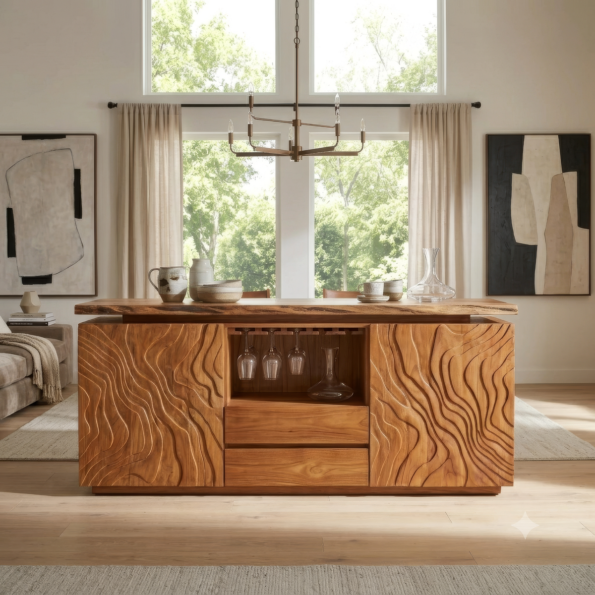 Aelewyn Relief-Front Wine Cabinet by Timberustic — overall product view