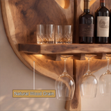 Aelidrin Leaf-Form Sculpted Handcrafted Floating Wine Shelf by Timberustic — natural wood grain detail