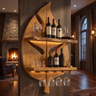 Aelidrin Leaf-Form Sculpted Handcrafted Floating Wine Shelf by Timberustic — Teak finish
