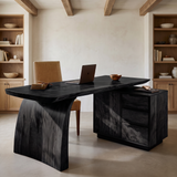 Aelilora Live Edge Waterfall Handcrafted Desk With Drawers Black - Timberustic Desk With Drawers