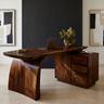 Aelilora Live Edge Waterfall Handcrafted Desk With Drawers Dark Walnut - Timberustic Desk With Drawers