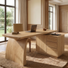 Aelilora Live Edge Waterfall Handcrafted Desk With Drawers Natural Oak - Timberustic Desk With Drawers