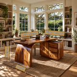 Aelilora Live Edge Waterfall Handcrafted Desk With Drawers - Timberustic Desk With Drawers