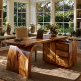 Aelilora Live Edge Waterfall Handcrafted Desk With Drawers - Timberustic Desk With Drawers