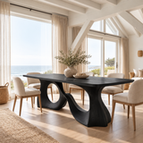 Aelirell Sculpted Loop Base Handcrafted Dining Table Black - Timberustic Dining Table
