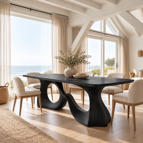 Aelirell Sculpted Loop Base Handcrafted Dining Table Black - Timberustic Dining Table