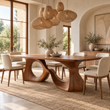 Aelirell Sculpted Loop Base Handcrafted Dining Table Brown - Timberustic Dining Table