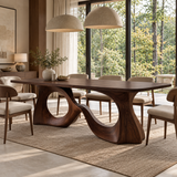 Aelirell Sculpted Loop Base Handcrafted Dining Table Dark Walnut - Timberustic Dining Table
