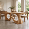 Aelirell Sculpted Loop Base Handcrafted Dining Table Natural Oak - Timberustic Dining Table