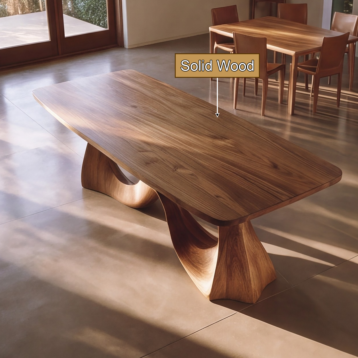 Aelirell Sculpted Loop Base Handcrafted Dining Table - Timberustic Dining Table