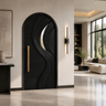 Aelirien Arched Flowing Ribbon Sculpted Handcrafted Door by Timberustic — Black finish