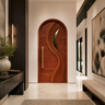 Aelirien Arched Flowing Ribbon Sculpted Handcrafted Door by Timberustic — Mahogany finish