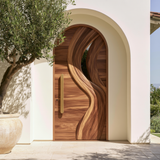 Aelirien Arched Flowing Ribbon Sculpted Handcrafted Door by Timberustic — overall product view