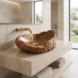 Aelivale Sculpted Leaf Form Handcrafted Vessel Sinks Brown - Timberustic Vessel Sinks