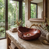 Aelivale Sculpted Leaf Form Handcrafted Vessel Sinks Mahogany - Timberustic Vessel Sinks
