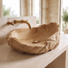 Aelivale Sculpted Leaf Form Handcrafted Vessel Sinks Natural Oak - Timberustic Vessel Sinks