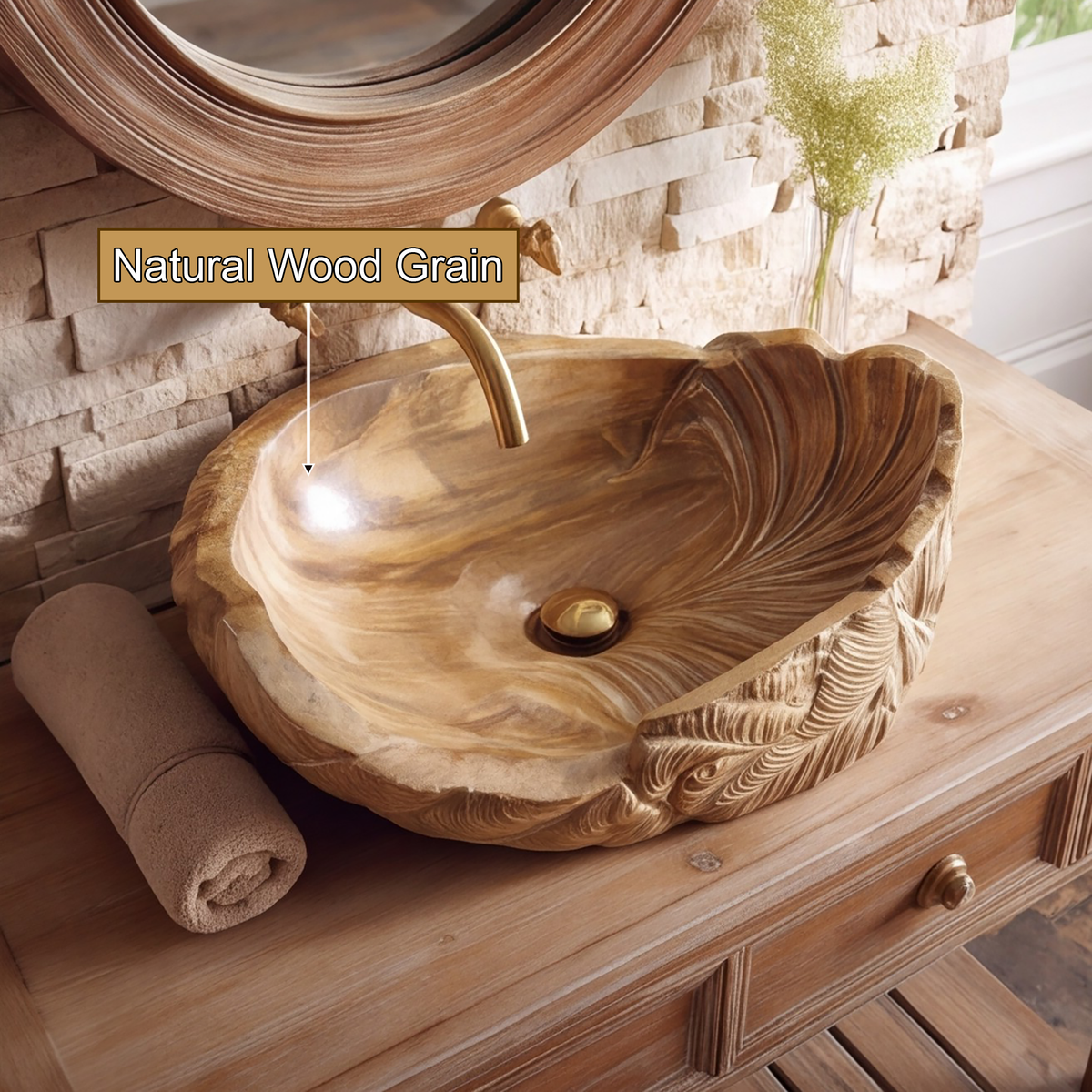 Aelivale Sculpted Leaf Form Handcrafted Vessel Sinks - Timberustic Vessel Sinks