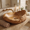 Aelivale Sculpted Leaf Form Handcrafted Vessel Sinks Teak - Timberustic Vessel Sinks