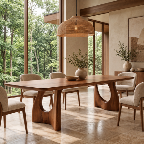 Aelivane Sculpted Arch Base Handcrafted Dining Table Brown - Timberustic Dining Table
