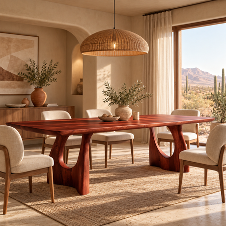 Aelivane Sculpted Arch Base Handcrafted Dining Table Mahogany - Timberustic Dining Table